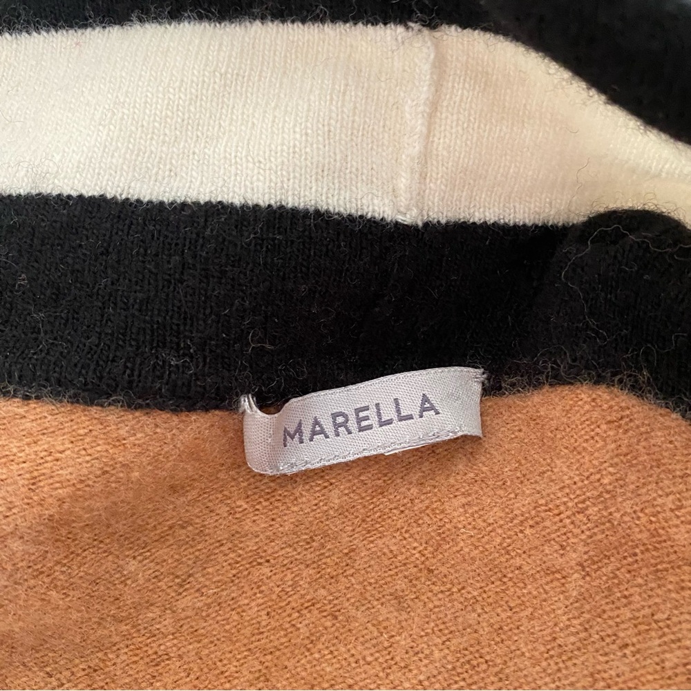 MARELLA 100% Wool Cardigan Brown & Black White Stripes - Picture 6 of 6